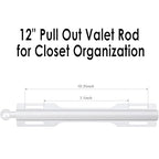 12" Valet Rod for Closet Pull Out (2 Pack, White) - color: White, size: 2 Pack