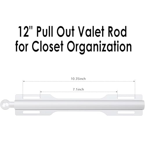 12" Valet Rod for Closet Pull Out (2 Pack, White) - color: White, size: 2 Pack