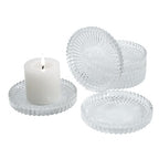 Candleholder Glass Candle Holder Plates Set of 6, Round Glass Candle Tray Plates for Dining Wedding Christmas Party Evening Light, Clear - color: Clear