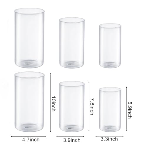 Hurricand Candle Holder 6 PCS, Glass Pillar Candle Holder, Clear Glass Cylinder Candleholder Glass Cylinder Vase for Centerpieces Wedding Party Decoration - color: Clear Glass Candle Holder-6pcs