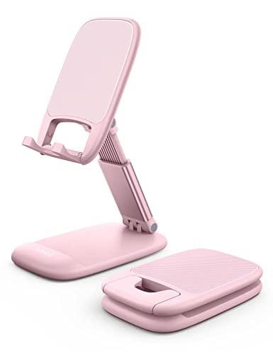Lamicall Pink Phone Holder, Desk Accessories - Rose Gold Pink Office Cell Phone Holder, Desktop, Office Desks Accessories, Desk Decor Gifts for Women, for iPhone, 4-8'' Phone - color: Pink