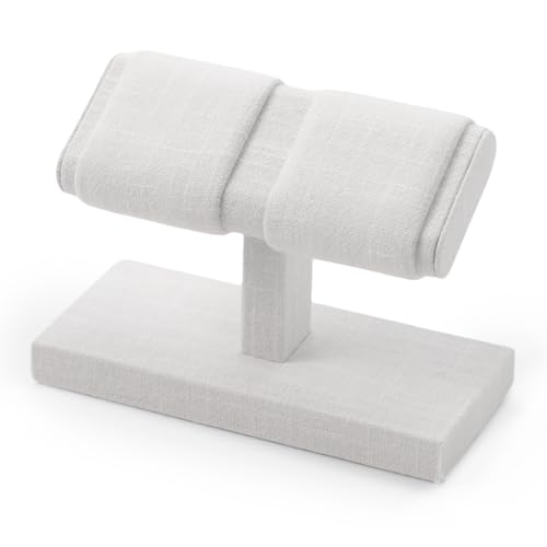 Microfiber Watch Display Stand T-bar For Men And Women, Jewelry Holder Organizer For Wristwatch/Bracelet/Storage Display Rack (Linen) - color: Linen, size: 2 Slots