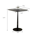 Drink Table,Modern Small Side Table, Cocktail Table with Metal Square Top,Wood Grain Texture,Weighted Base for Living Room,Bedroom,Small Spaces,Black - color: Black-square
