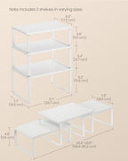 SONGMICS Cabinet Organizer Shelf, Set of 3 Kitchen Counter Shelves, Kitchen Storage, Spice Rack, Stackable, Expandable, Snow White and Matte White UKCS220W01 - color: Snow White + Matte White