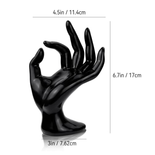 yuntop 1 Pack Hand Form Ring Holder Mannequin Hand Jewelry Organizer Stand Watch Stand Bracelet Ring Support Aesthetic Rack (Black) - color: Black