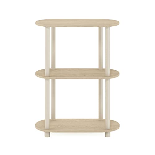 Furinno Turn-N-Tube No Tools 3-Tier Modern Oval Side Display Rack, Bauhaus Oak/Beige - color: Bauhaus Oak/Beige, size: 3-Tier Oval