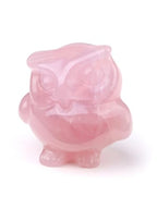 Jovivi Crystal Owl Decor Rose Quartz Healing Stone Crystal Pocket Owls Figurine Statue Hand Carved Polished Natural Gemstone Sculpture Home Office Desk Meditation Gift - color: Rose Quartz