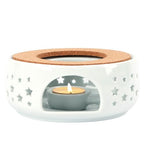 KAYCROWN Teapot Warmer, Ceramic Tea Warmer for Teapot, Tealight Warmer with Tealight Holder for Heating Coffee Milk Tea Warmer, Teapot Heater (White)