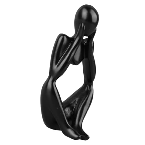 Abstract Thinker Statue | Synthetic Home Accent for Living Room/Office Desk/Bookshelf | Hollow Design Art Sculpture Collectible Present (Black Focus) - style: Black Focus