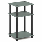 Furinno JUST Side Table, 3-Tier End Table, Open Shelves Night Stand, Bedside Table, Toolless Assembly, for Living Room, Bedroom, Bathroom, Sage Green - color: Sage Green/Black, size: 3-Tier, Round Pole, style: 1-Pack