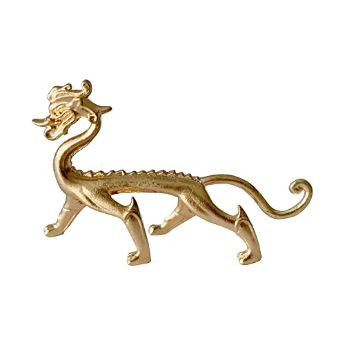 Gold Walking Dragon Sculpture Solid Metal Animal Ornament Mini Animal Figurine for Home Office Garden Desktop Decor - style: Walking Dragon