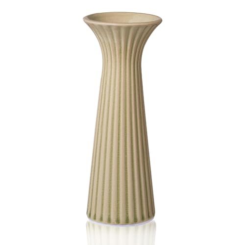 Vintage Yellow Ceramic Vase for Home Decor, Small Rustic Farmhouse Vase for Pampas Grass, Decorative Flower Vases for Coffee Table, Shelf, Living Room Decor & Centerpiece - color: Rustic Yellow