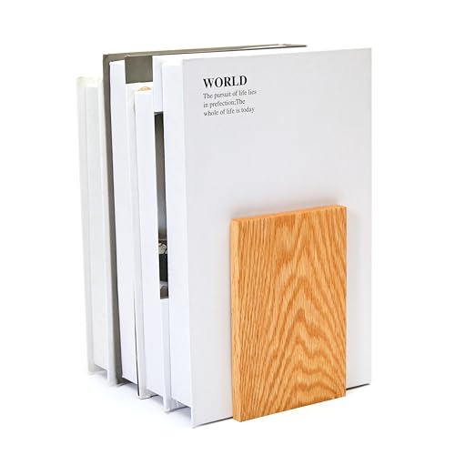 Pandapark Wood Decorative Bookends,Non-Skid Bookend for Shelves,Heavy Duty Bookends,Book Stand for Books/CDs,1 Pair (Oak Master) - color: Oak Master