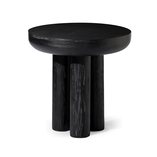 Maven Lane Owen Modern Side Table, 19" Compact Design - Bold Accent Table, Round Night Stand with Aged Black Finish and Durable Rubberwood Base - Statement Making Style for Living Room or Bedroom - color: Aged Black