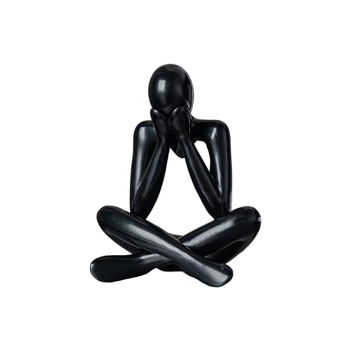 Artistic Abstract Thinking Figure Sculpture Ornament Home Decors for Living Room or Tabletop Display Abstract Art Ornament - color: Black, size: E