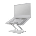 Amazon Basics Sturdy and Portable Ergonomic Laptop Stand for Desk, Height Adjustable Riser with Ventilated Cooling, Foldable, Fits all Laptops up to 15.6 Inch, Silver