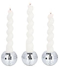 Vixdonos Round Mosaic Candlestick Holders Set of 3 Ceramic Candle Holder Bulk for Taper Candles,Silver - color: Mosaic-silver