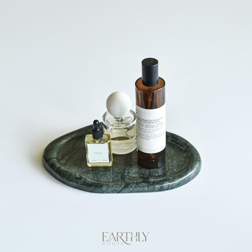 Natural Marble Trinket Tray – 9"x6" Cloud Shaped Decorative Dish for Jewelry, Keys, Perfume, Cosmetics, Vanity, Bathroom, Candle, Kitchen & Countertop | Stone Catchall or Gift (Indian Green) - color: Indian Green