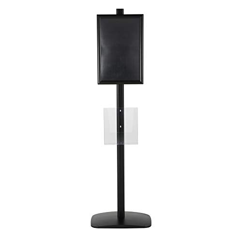 M&T Displays Free Standing Aluminum Display Stand Single Sided Document Brochure Sign Holder Front Loading Portrait Landscape Black Snap Frame 1x(11x17) and Clear Acrylic Pocket 1x(8.5x11) Inch - color: Black