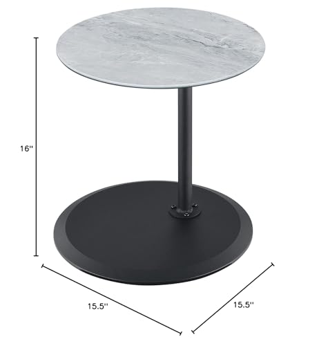 Small Drink Table,Height Adjustable Pedestal Table, Martini Tables, Side End Tables with Round Marble Top,Increase Size and Weighted Base for Living Room,Bedroom,Small Spaces - Gray - color: Marble-adjustable 1#
