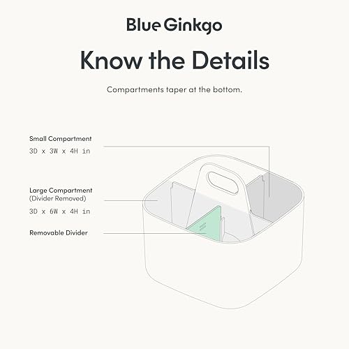 BLUE GINKGO Small Stackable Organizer Caddy – Korean-Made Portable Tote for Bathroom, Office, Crafts, or School Supplies (Square, Gray) - color: GREY, size: Square