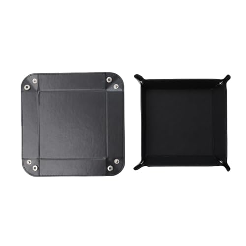 siduater Valet Tray Desktop Storage Organizer – Vegan Leather Catchall Tray Bedside Vanity Tray Nightstand Caddy Holder for Remote Controller, Watch, Keys, Phone, Wallet, Coin, Jewelry, Black - color: Black