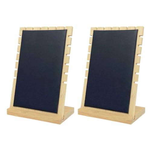 Necklace Jewelry Display Stand with Leather Soft Mat Bamboo Jewelry Stand Holder Organizer Jewelry Hanger Display for Necklaces - color: Black