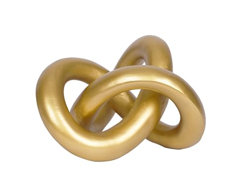 Geometric Round Sculpture Gold Knot Statue Decor Modern Tabletop Sculpture and Figurines Round Decorative Ornaments Knick Knacks Home Decor for Shelves Coffee Table Bookshelf Decoration Gifts - style: Long gold knot
