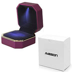 Luxury Ring Box, Square Velvet Wedding Ring Case Jewelry Gift Box with LED Light for Proposal Engagement Wedding, Purple - color: Purple, size: Ring Box