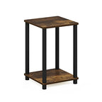 Furinno TURN-N-TUBE Side Table, 2-Tier Modern Square End Table with Open Shelf, Toolless Night Stand, Bedside Table, for Living Room, Bedroom, Amber Pine - color: Amber Pine/Black, size: 1-Pack, 2-Tier, style: Haydn