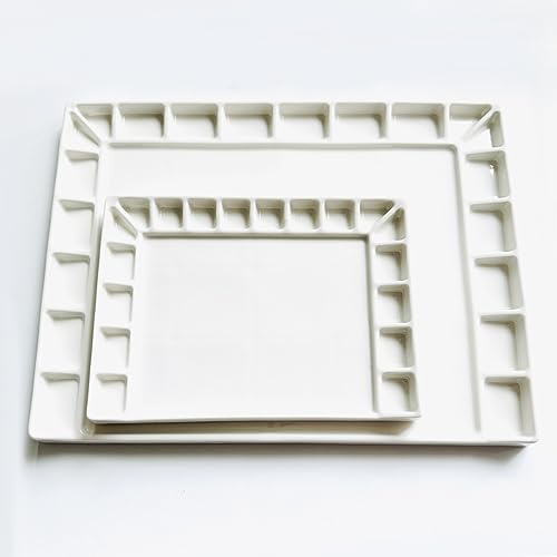 Bower Bird Porcelain Watercolor Palette 18wells/20wells Rectangle Artist Professional Ceramic Palettes for Painting (Porcelain) (12.6x9.4in) - size: 12.6x9.4in