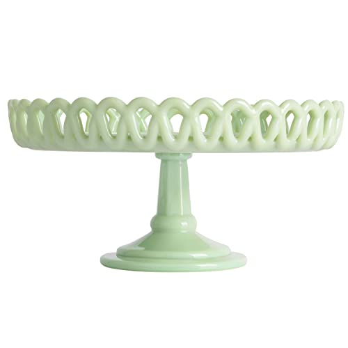 Martha Stewart Highbrook 8.5" Handmade Jadeite Glass Cake Stand - color: Green (8.5"), size: 8.5" w/o Glass Dome