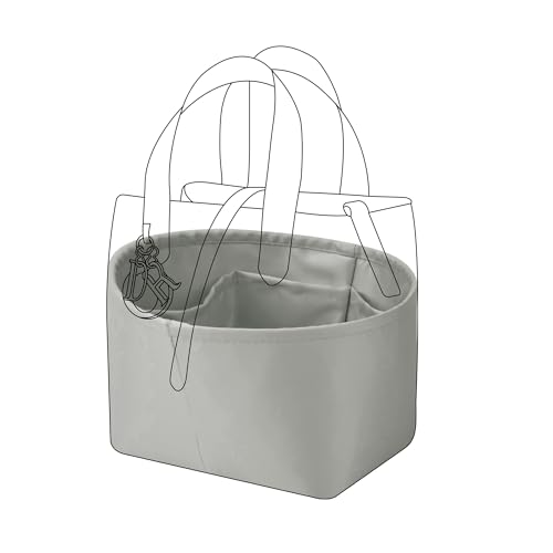 DGAZ Silk Purse Organizer Insert Fits Dior Toujours Vertical Tote Bags，Silky Smooth Bag Organizer，Luxury Handbag & Tote Shaper(Peral Grey,Small) - color: Peral Grey, size: Small