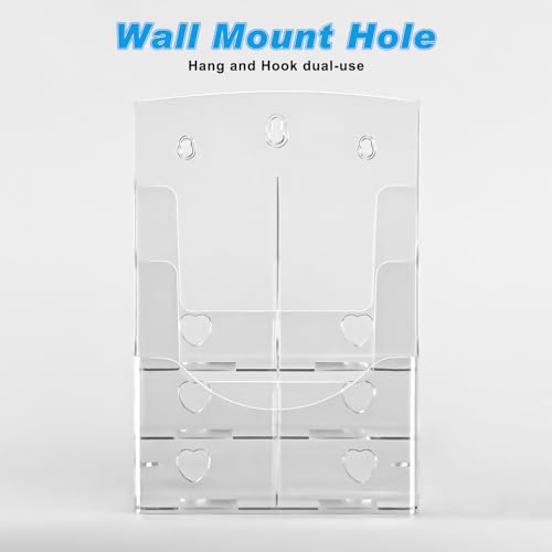 xydstay Acrylic Brochure Holder 8.5x11 Inches, 3 Tier Clear Display Stand Slant Back Design, Plastic Table Stand Sign Holder with Divider Wall Mount xydstay Acrylic Brochure Holder 8.5x11 Inches, 3 Tier Clear Display Stand Slant Back Design, Plastic Table