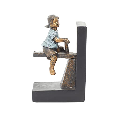 Deco 79 Polystone People Bookends with Swing Set, Set of 2 5"W, 8"H, Brown