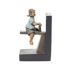 Deco 79 Polystone People Bookends with Swing Set, Set of 2 5"W, 8"H, Brown