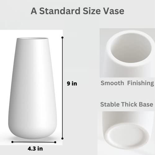 Premium Large Ceramic Vase | 9 Inch Flower Vase for Home, Farmhouse, Modern & Bohemian Decor - color: White, size: 9 inches