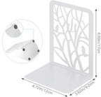Tree Bookends Metal Nonskid Bookends Heavy Duty Bookshelves Organizer Office Bookend for Shelves, Book Ends for Heavy Books (Branch Bird-White, 1 Pair) - color: Branch Bird-white, 1 Pair