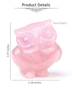 Jovivi Crystal Owl Decor Rose Quartz Healing Stone Crystal Pocket Owls Figurine Statue Hand Carved Polished Natural Gemstone Sculpture Home Office Desk Meditation Gift - color: Rose Quartz