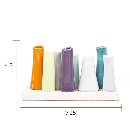 Chive - Pooley 2, Ceramic Flower Vase, 8-Tube Shape (Orange) - color: Orange
