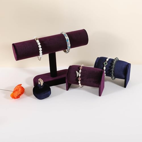 Velvet Watch Display Stand for Selling, Bracelet Storage Organizer for Boutique Store, Woman Jewelry Bangle Holder for Home Decor【Blue】 - color: Blue