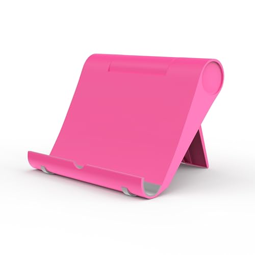 Cell Phone Stand for Desk, Foldable and Adjustable Multi-Angle Holder Dock, Universal Compatibility for Most Phone and Tablet, Portable and Sturdy Design for Office and Home (Pink) - color: Pink