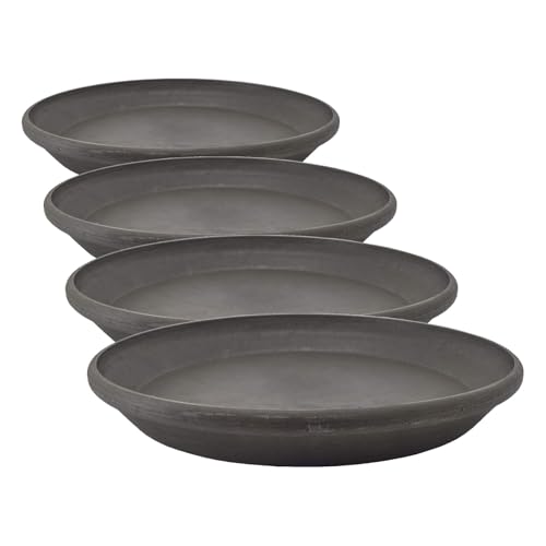 PSW AP35DC Saucer Drip, Durable Water Tray for Indoor and Outdoor Flower Plant Pots and Planters, 14-Inch, Dark Charcoal (Pack of 4) - color: Dark Charcoal, size: 14-Inch (Pack of 4)
