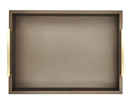 Decorative Coffee Table Tray - Ottoman Tray - Breakfast, Drinks, Liquor Serving Platter - from Farmhouse to Modern - Matte Finish - Champagne Gold Handles - Mocha - color: Mocha