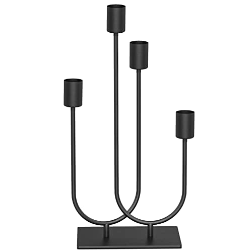 smtyle Halloween Black Candle Holders for Taper Candles Set of 4 Candelabra with Iron-0.8" Diameter Candlestick Ideal for for Table Centerpiece - color: Black