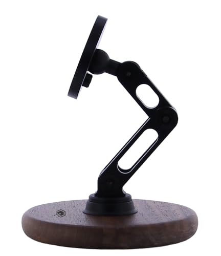 ClikDock Cell Phone Magnetic Wireless Charger Stand, 360° Spin, Aluminum Construction, Compatible with MagSafe Phones for iPhone & Andriod (Walnut Wood) - color: Walnut Wood