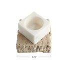 Bloomingville Decorative Marble and Travertine Candle Holder, White and Natural