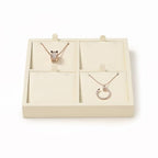 Oirlv Microfiber 4 Slots Jewelry Pendant Display Tray Jewelry Necklace Organizer Display Tray(Beige) - color: 4 Necklaces P13411