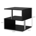 HOMCOM 20" Modern End Table, Accent Side Table, S-Shaped Coffee Table with Storage Shelf and Steel Poles, Black - color: Black