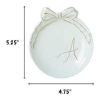 COLLECTIVE HOME Custom Initial Ceramic Jewelry Tray with Bow - Ring Holder & Earring Dish | Christmas Gift Idea for Women, Unique Birthday Present for Her (A) - color: A